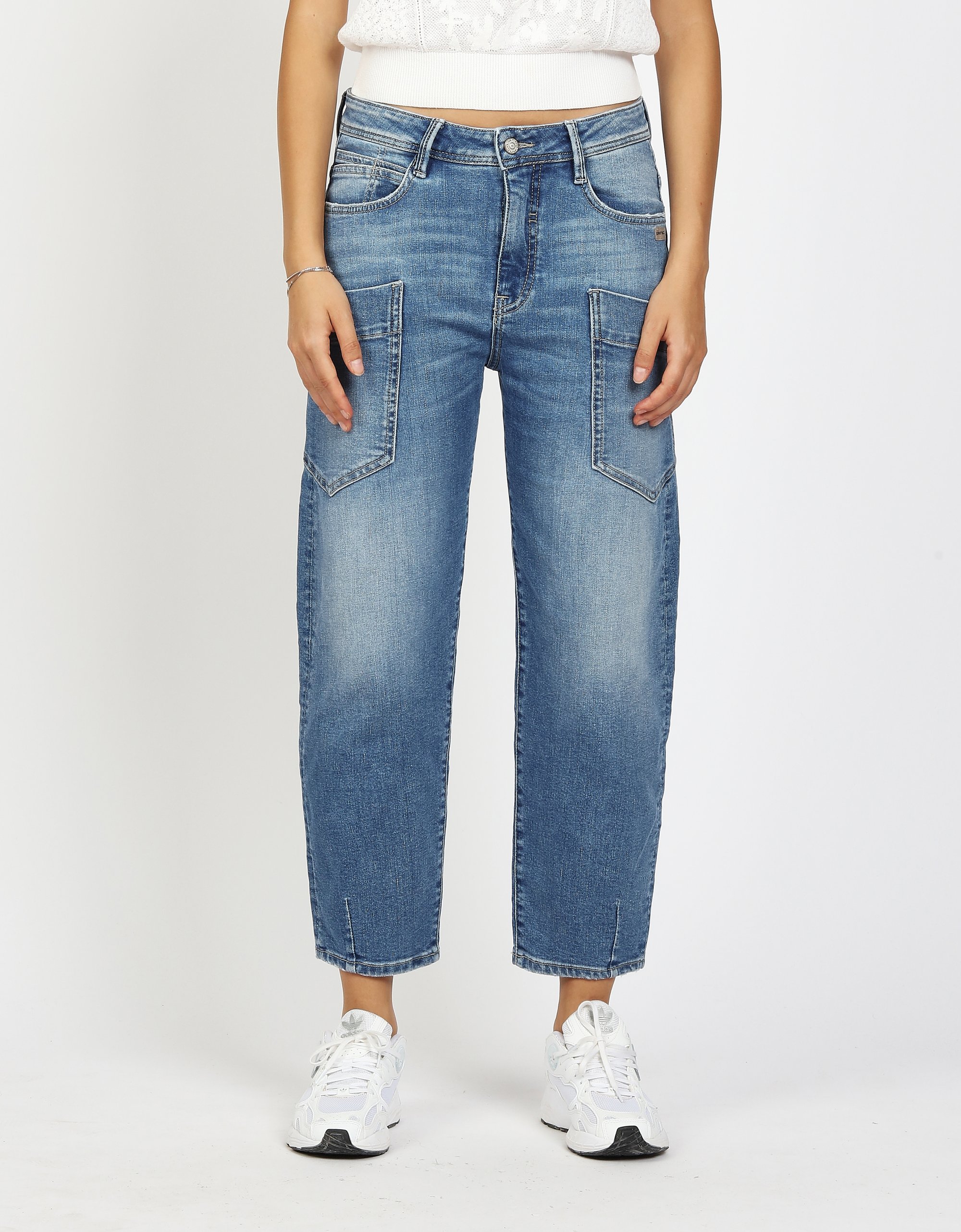 GANG Damen Jeans 94IDA WORKER - o-shape fit Jeans light blue worn