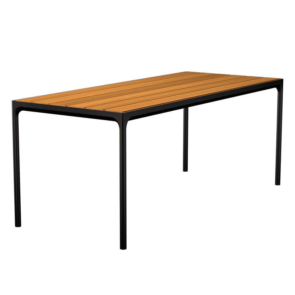Houe FOUR Bar-Gartentisch aus Bambus - Aluminium Black 210x90 cm