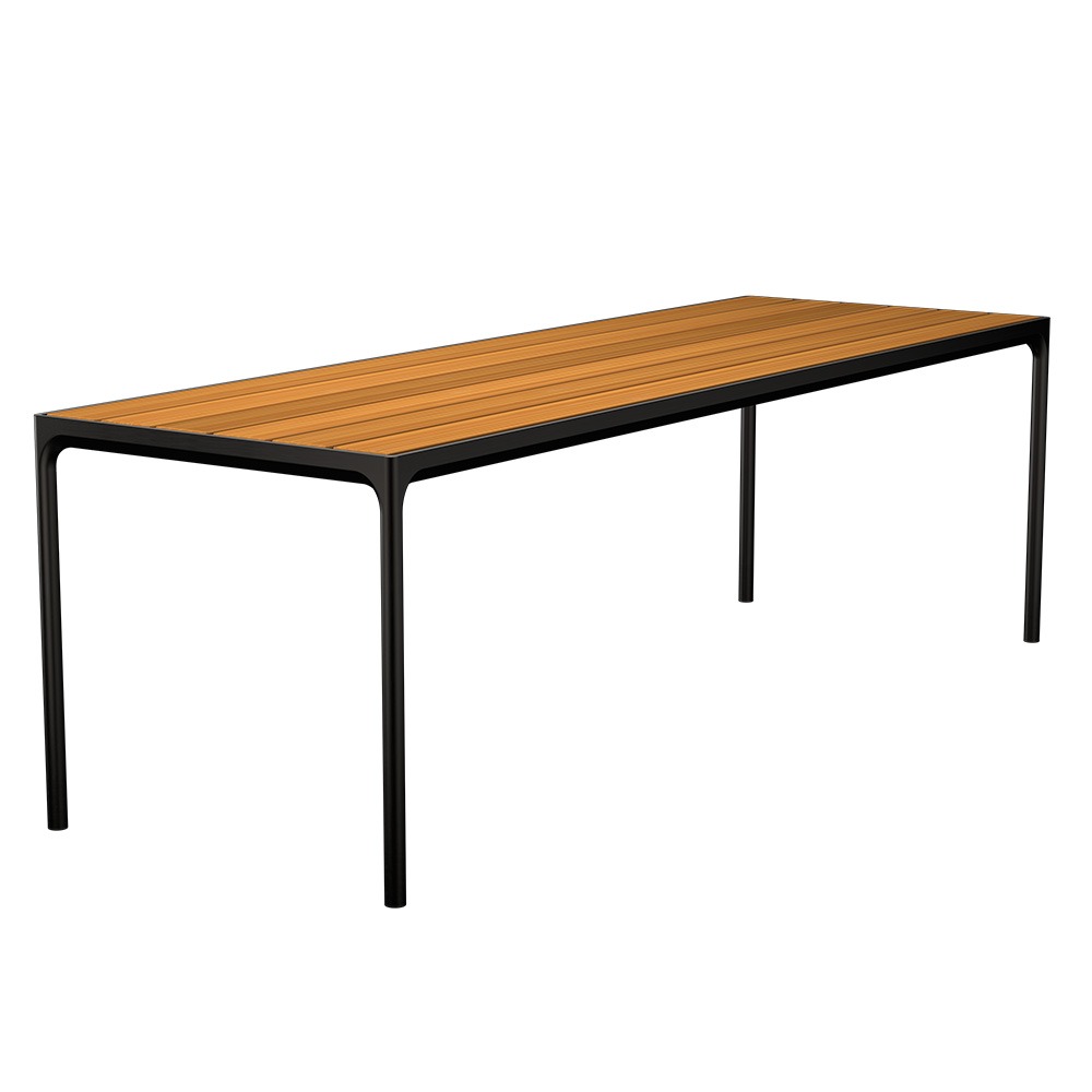 Houe FOUR Bar-Gartentisch aus Bambus - Aluminium Black 270x90 cm