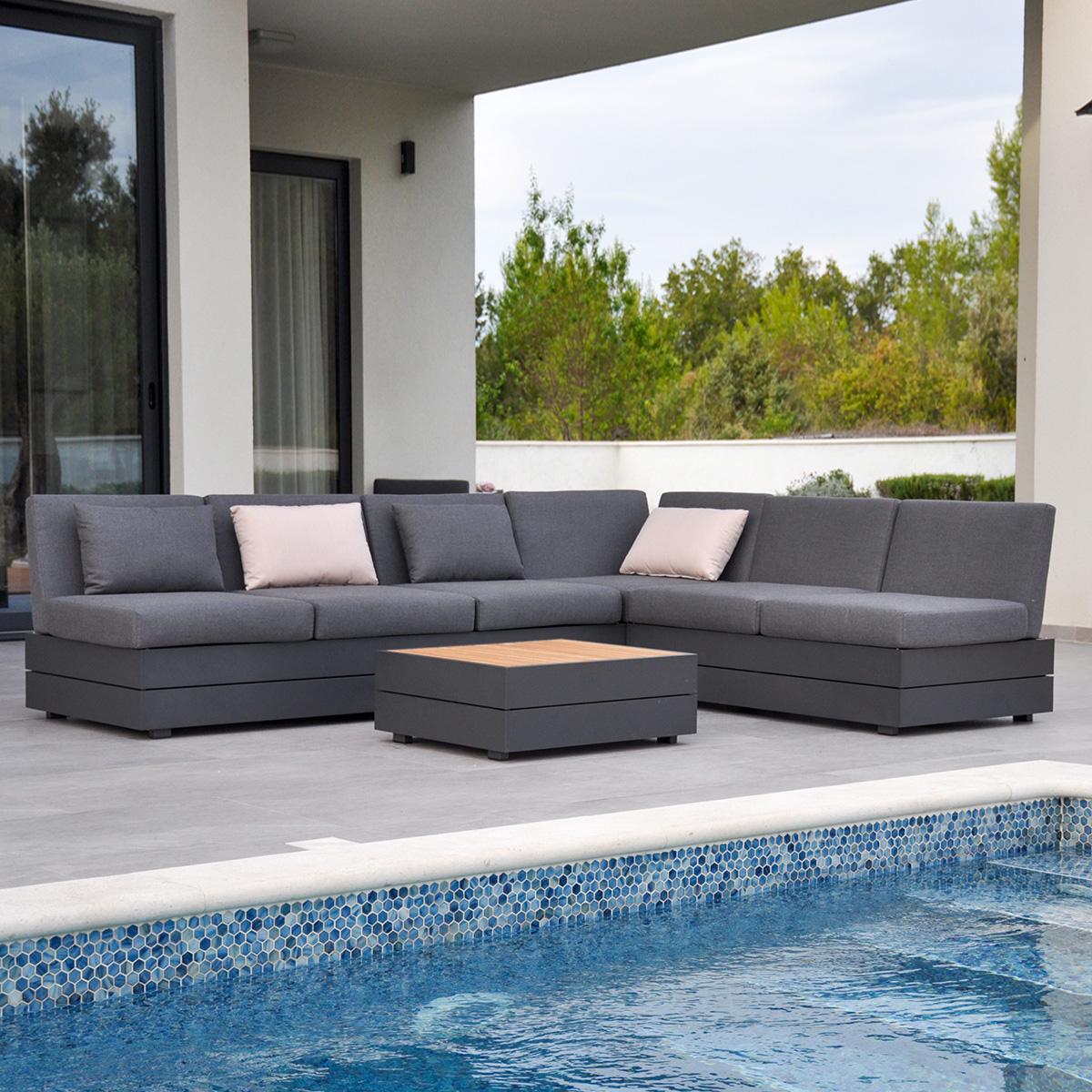 Lola Elements Lounge Set 4-teilig inkl. Tuva Textil dark grey Kissen