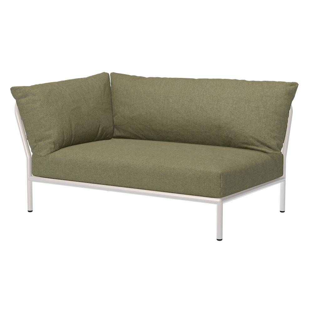Houe LEVEL 2 Ecke, links Kissen: Leaf. Gestell: Muted white