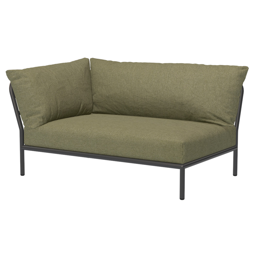 Houe LEVEL 2 Ecke, links Kissen: Leaf. Gestell: Dark grey