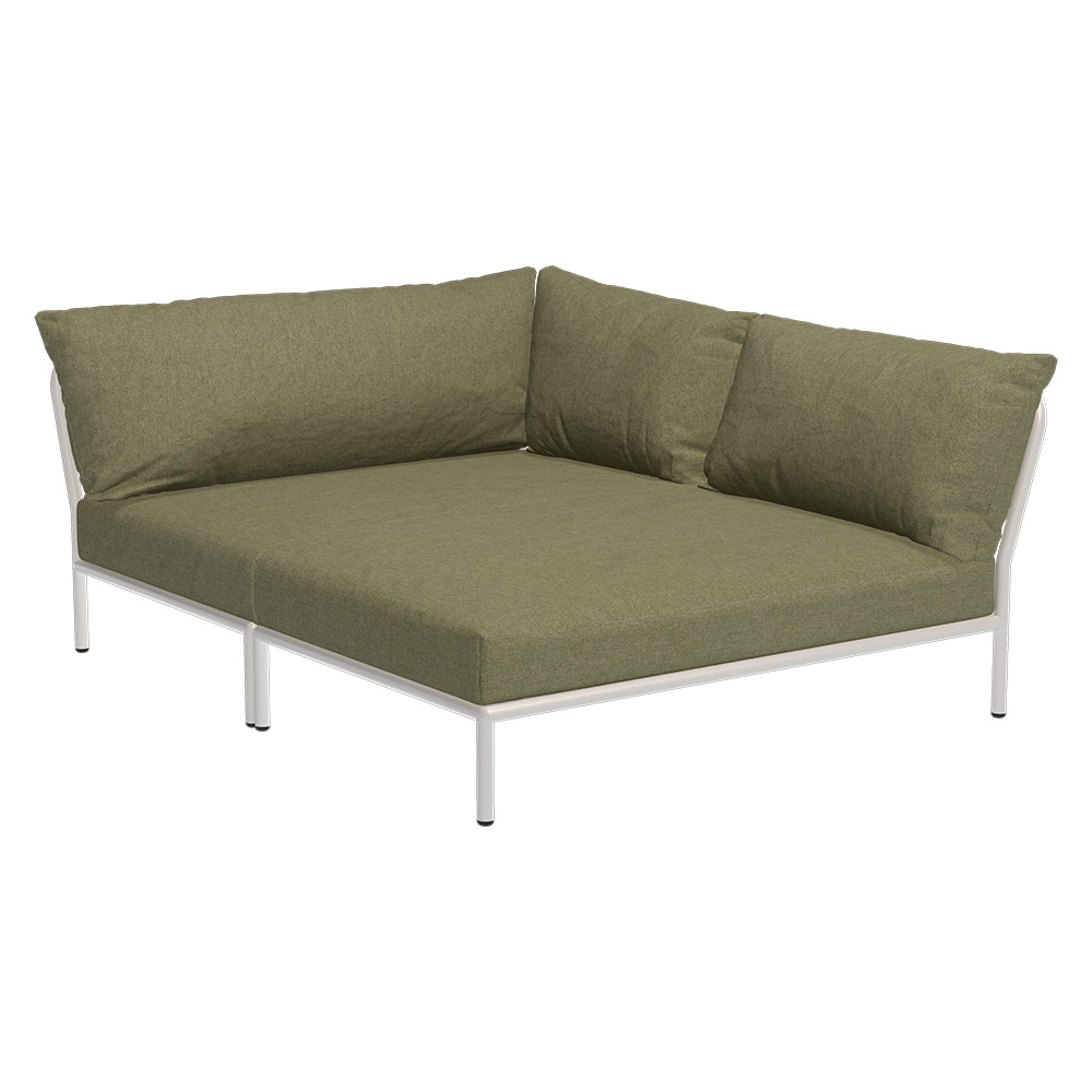 Houe LEVEL 2 Cozy Ecke, rechts Kissen: Leaf. Gestell: Muted white