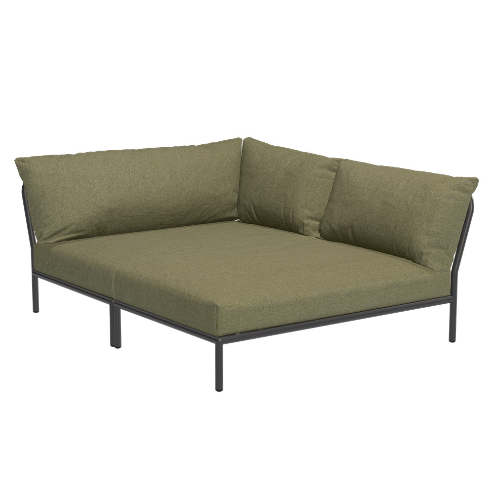 Houe LEVEL 2 Cozy Ecke, rechts Kissen: Leaf. Gestell: Dark grey
