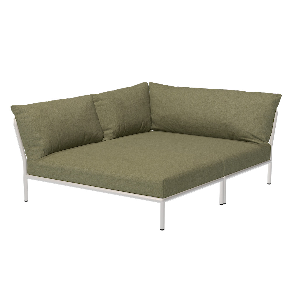 Houe LEVEL 2 Cozy Ecke, links Kissen: Leaf. Gestell: Muted white