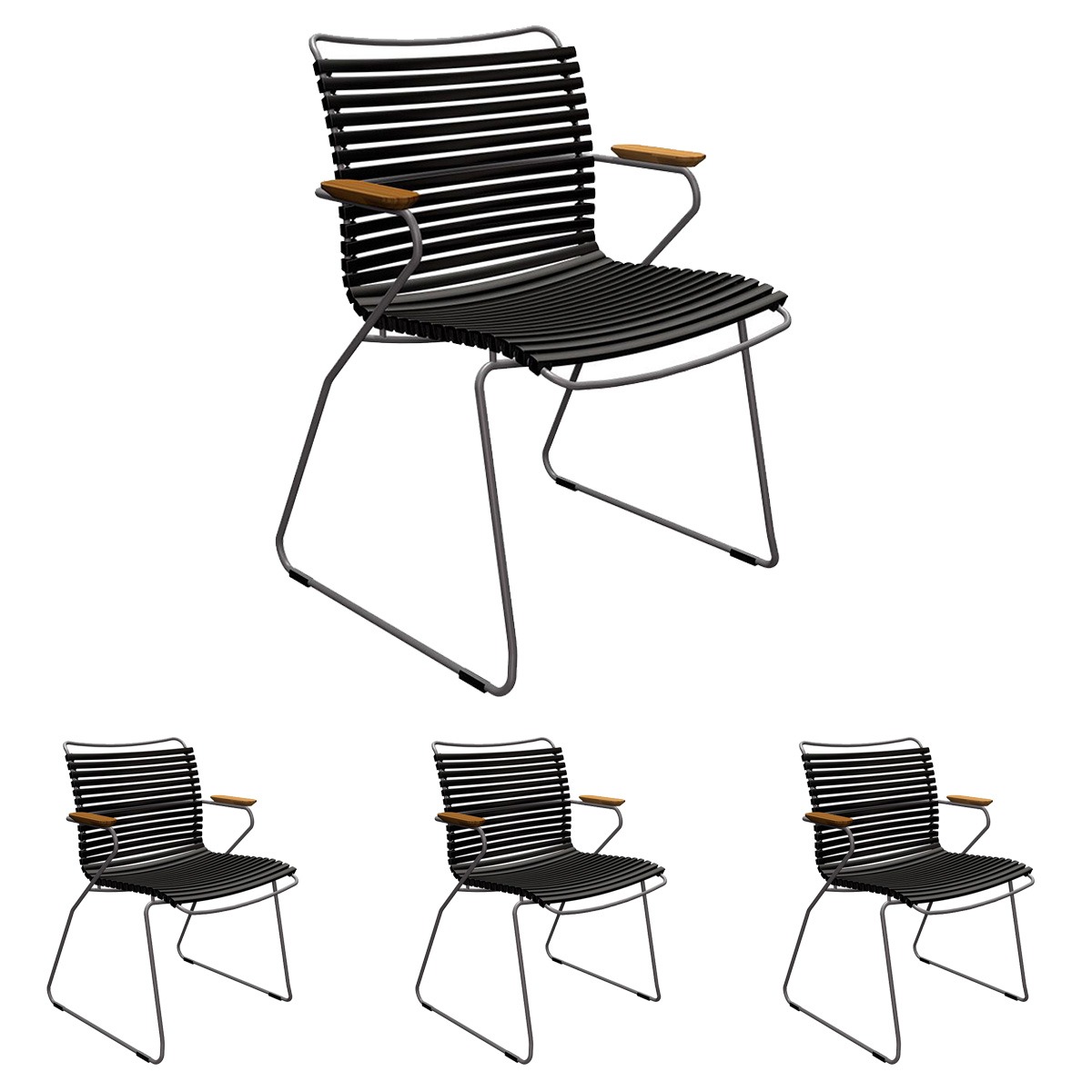 4x Gartenstuhle Set Houe CLICK Gartenstuhl mit Armlehne - Black