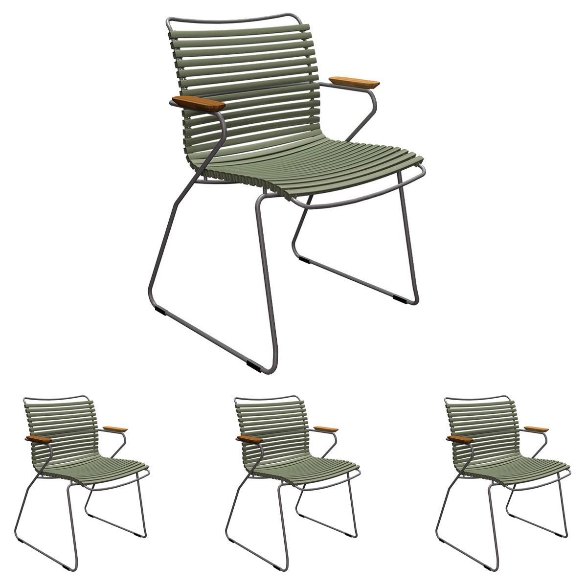 4x Gartenstuhle Set Houe CLICK Gartenstuhl mit Armlehne - Olive green