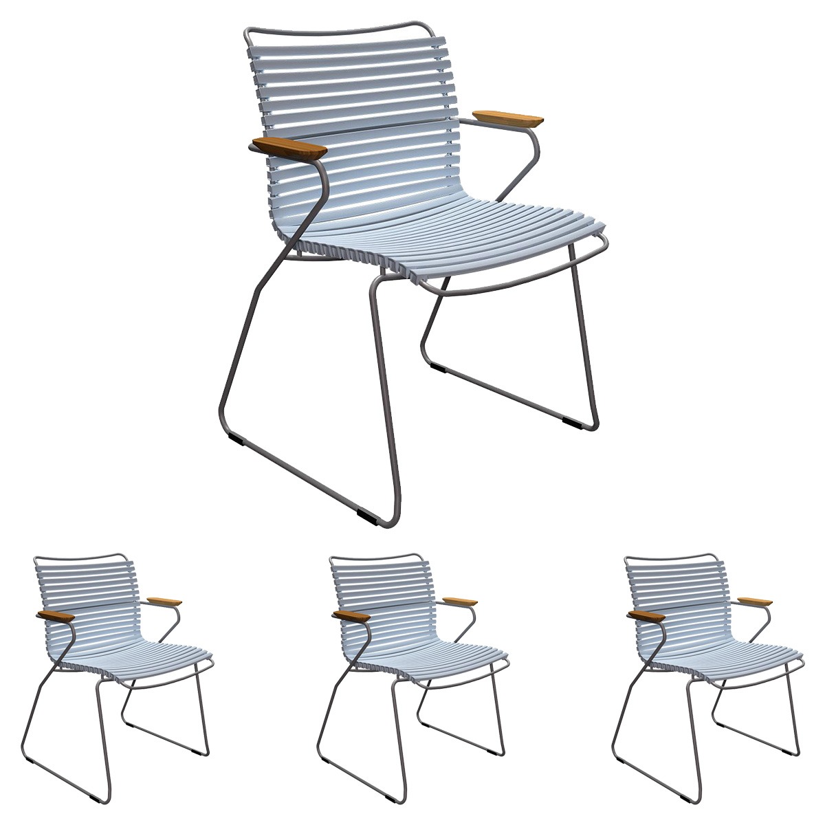 4x Gartenstuhle Set Houe CLICK Gartenstuhl mit Armlehne - Dusty light blue