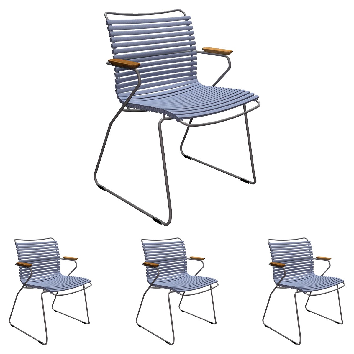 4x Gartenstuhle Set Houe CLICK Gartenstuhl mit Armlehne - Pigeon blue