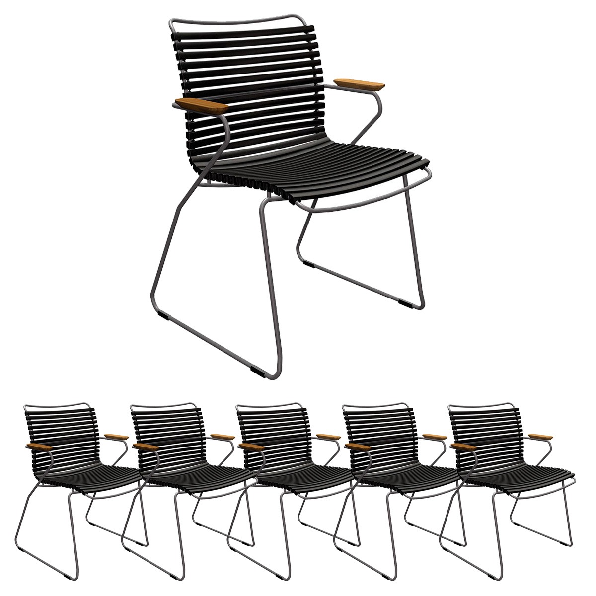 6x Gartenstuhle Set Houe CLICK Gartenstuhl mit Armlehne - Black