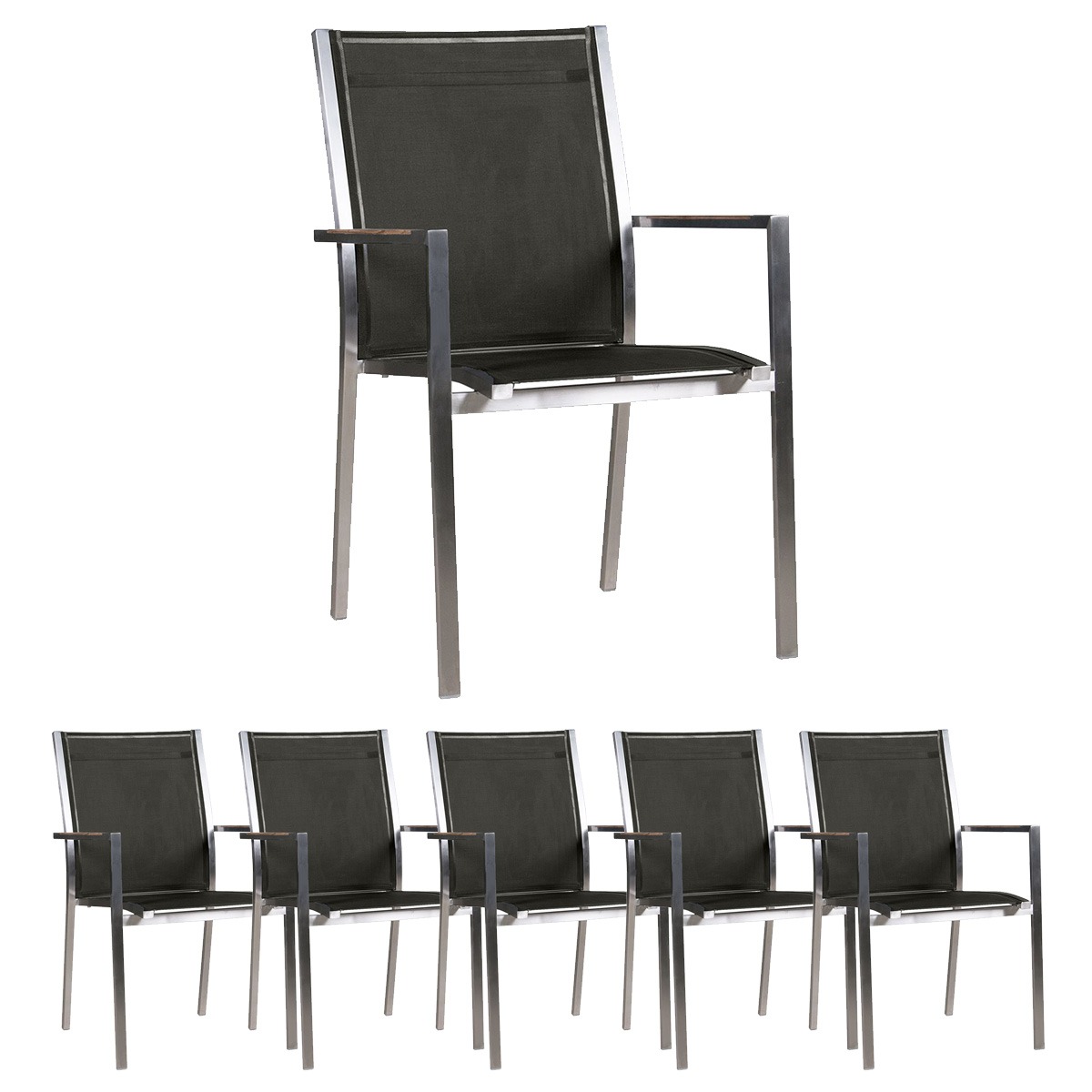 6x Zebra Stapelsessel One dark platinum