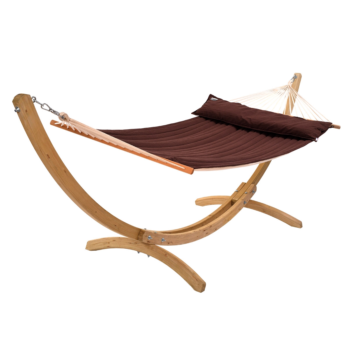 Hängematten Set Rio Grande Holzgestell mit American Hammock Lifestyle COFEA ROBUSTA mit Kissen und wetterfest
