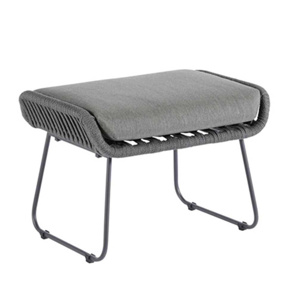 Diamond Garden Naxos Fußhocker - Dark Grey - Rope-Dunkelgrau/Edelstahl Dunkelgrau/incl, Kissen