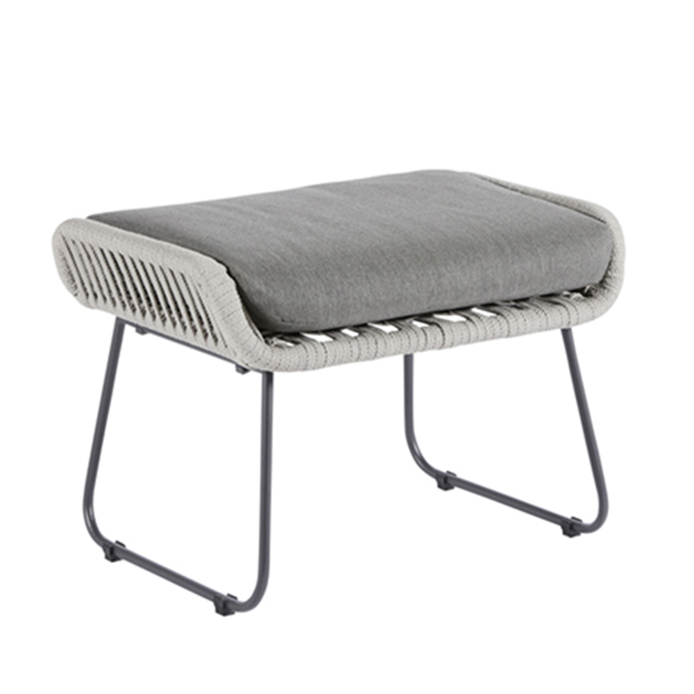 Diamond Garden Naxos Fußhocker - Light Grey - Rope-Hellgrau/Edelstahl Dunkelgrau/incl, Kissen