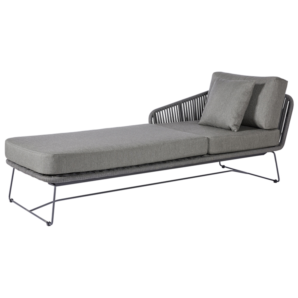 Diamond Garden Milos Daybed - links - Dark Grey - Rope-Dunkelgrau/Edelstahl Dunkelgrau/incl, Sitz- und Rückenkissen