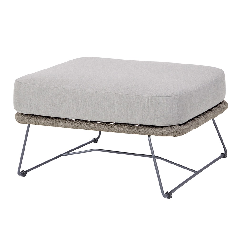 Diamond Garden Milos Modulgruppe - Ottomane - Light Grey - Rope-Hellgrau/Edelstahl Dunkelgrau/incl, Kissen