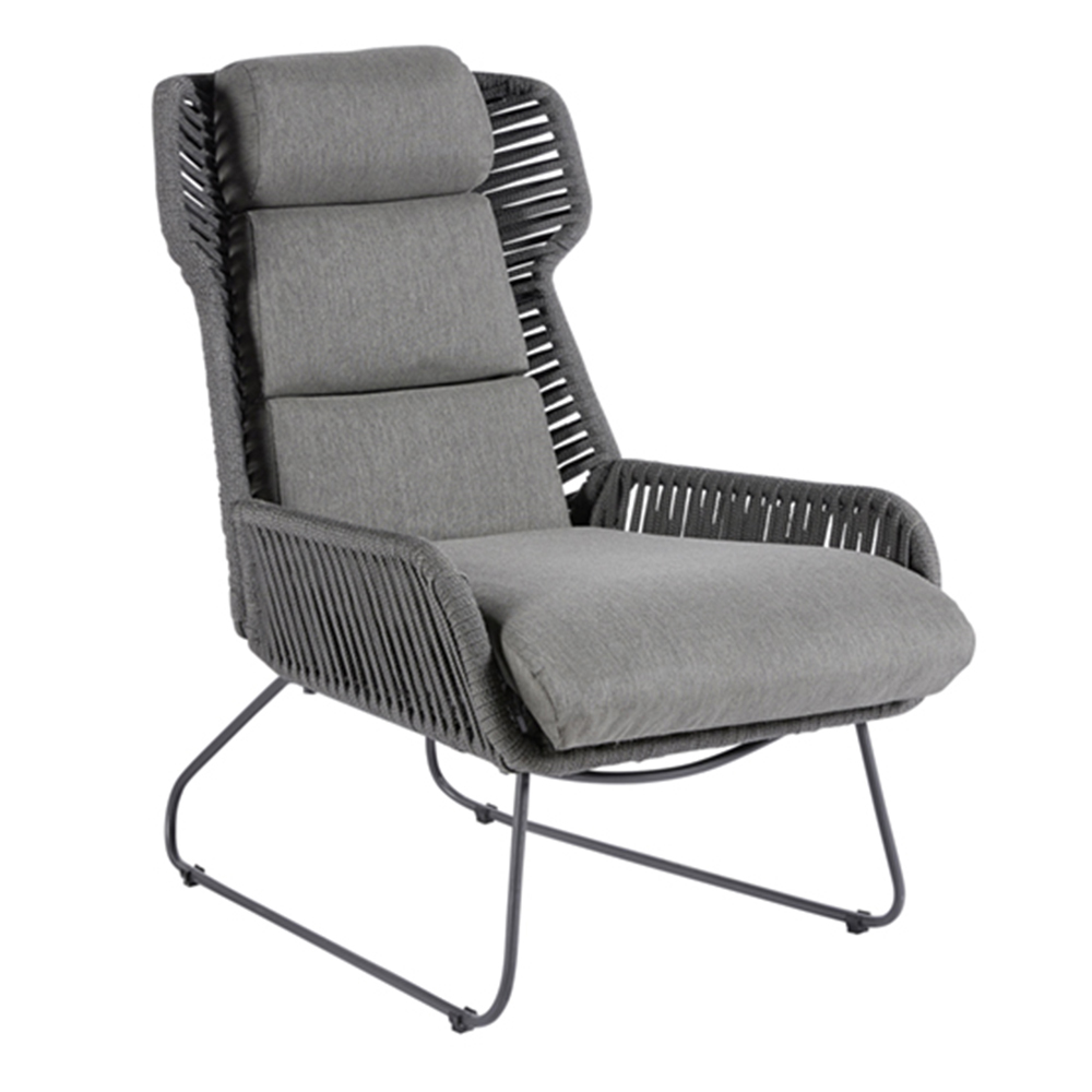Diamond Garden Naxos Relax Sessel - Dark Grey - Rope-Dunkelgrau/Edelstahl Dunkelgrau/incl, Sitz- und Rückenkissen