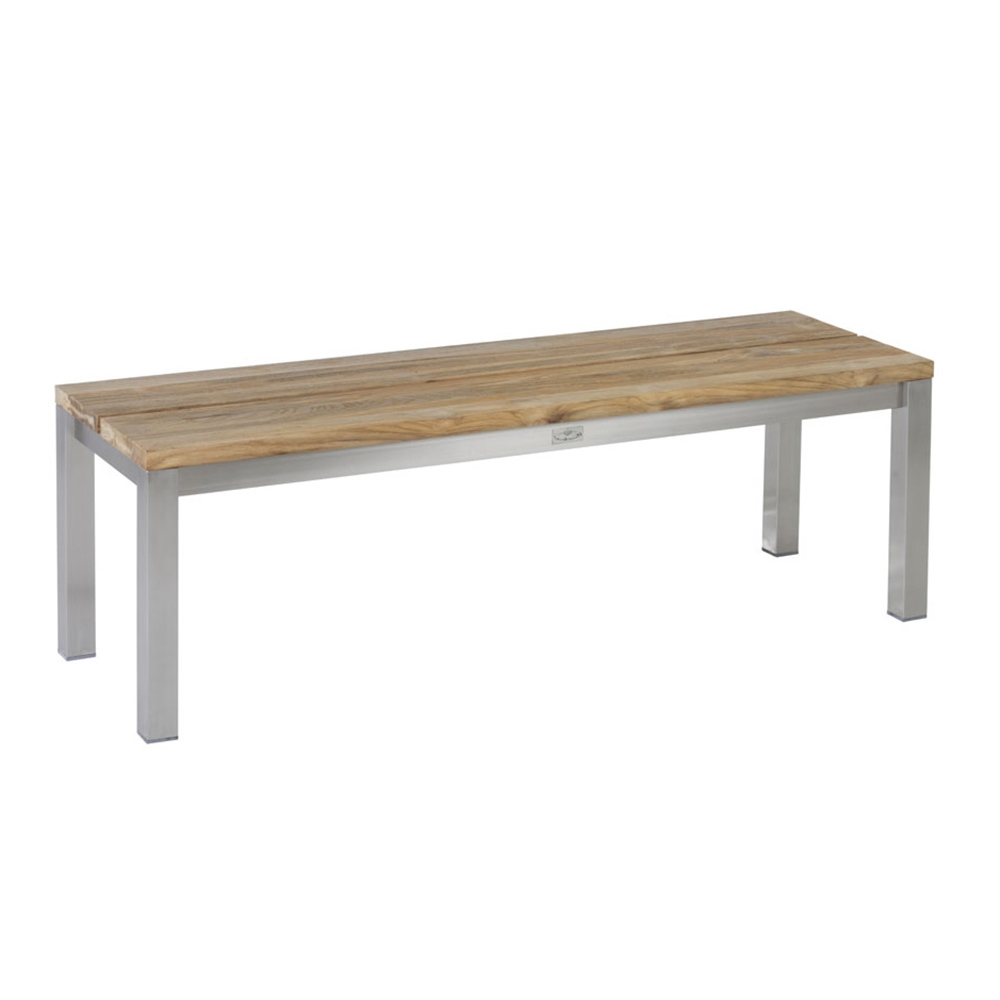 Diamond Garden Piero Bank 140 cm / Edelstahl/Recycled Teak Natur breite Lamellen