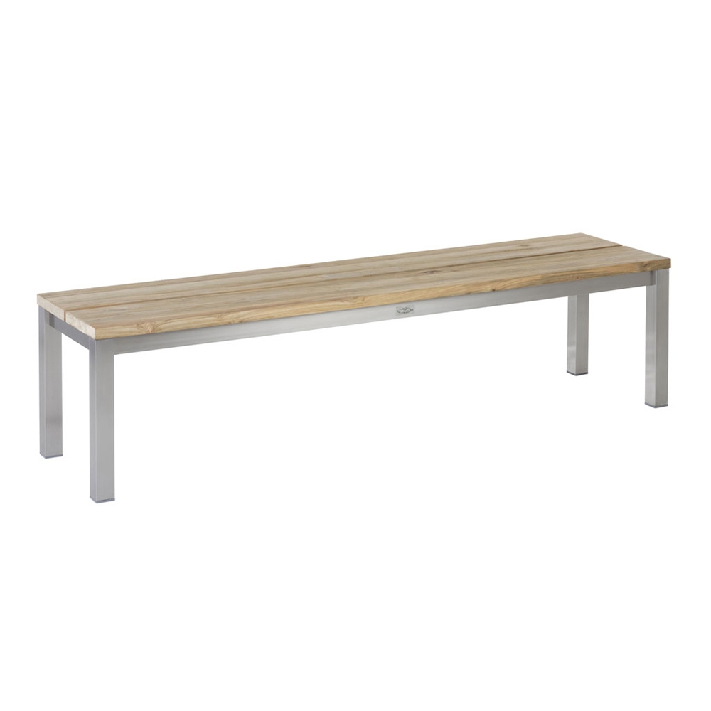 Diamond Garden Piero Bank 180 cm / Edelstahl/Recycled Teak Natur breite Lamellen