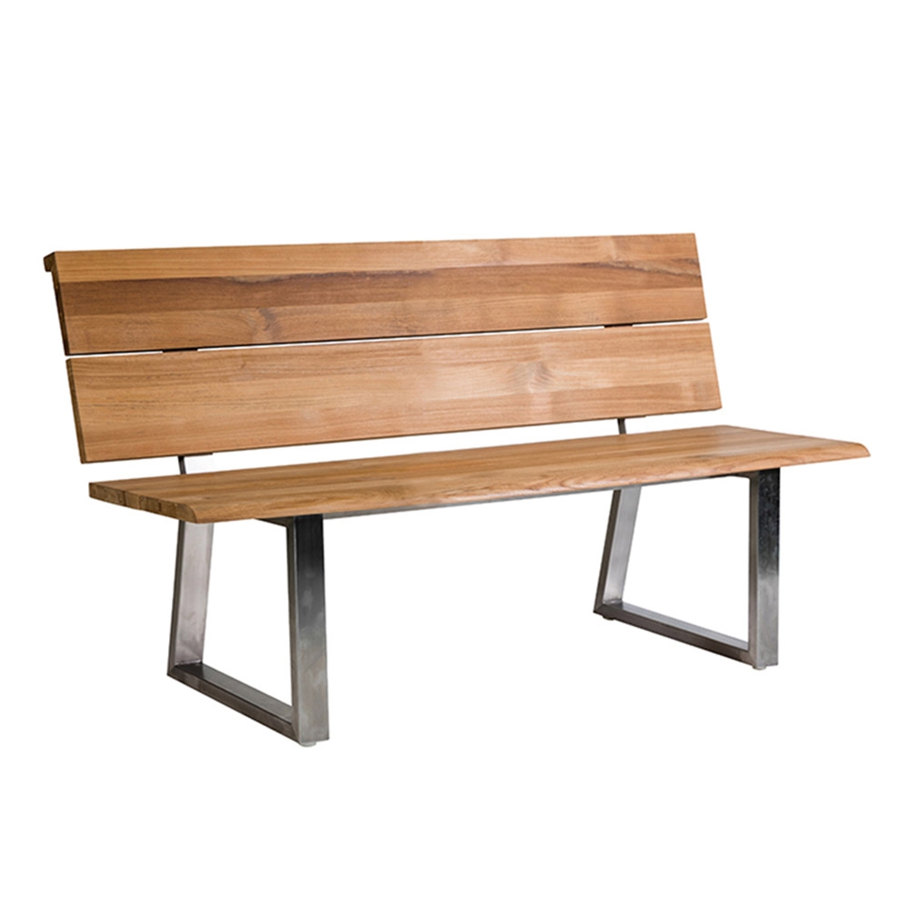 Diamond Garden Pisa Bank 140 cm / Edelstahl Dunkelgrau/Recycled Teak Natur