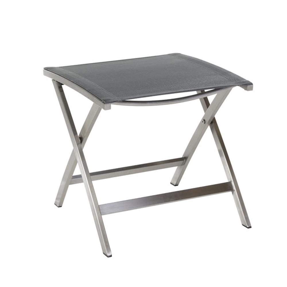 Diamond Garden Venedig Fußhocker Edelstahl/Sunproof Sling-Schwarz/Silber
