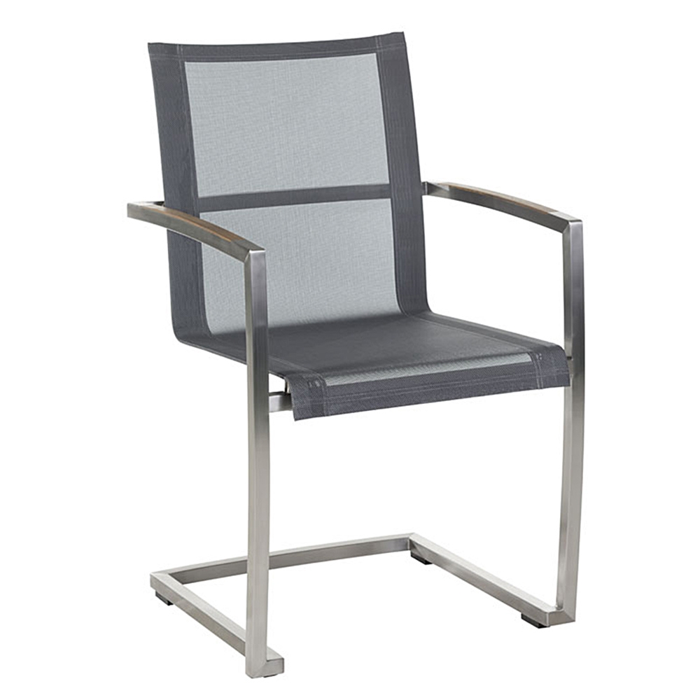 Diamond Garden Venedig Swingstuhl Edelstahl/Sunproof Sling-Schwarz/Silber / Armlehne Teak