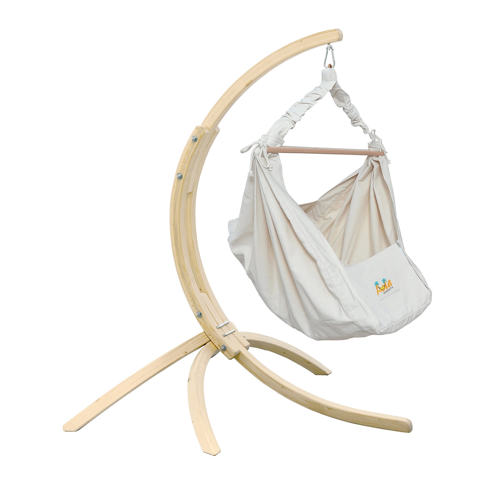 Lola BABY-SET mit Babyhängematte YoYo natur und Thermomatratze und Holzgestell HIPPO