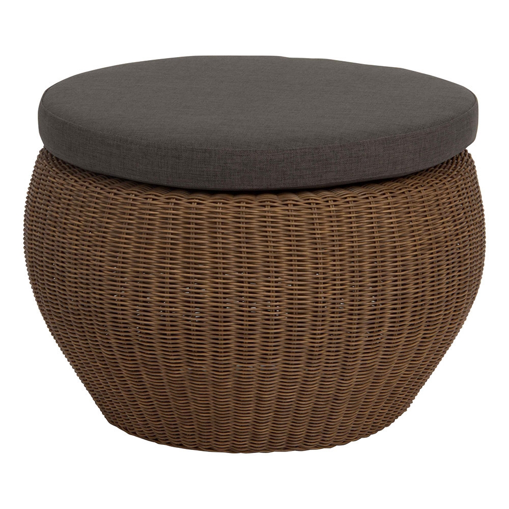Stern ANNY Beistelltisch / Hocker Geflecht zimt mit Glasplatte und Kissen rehbraun 100% Polyacryl mit Reißverschluss