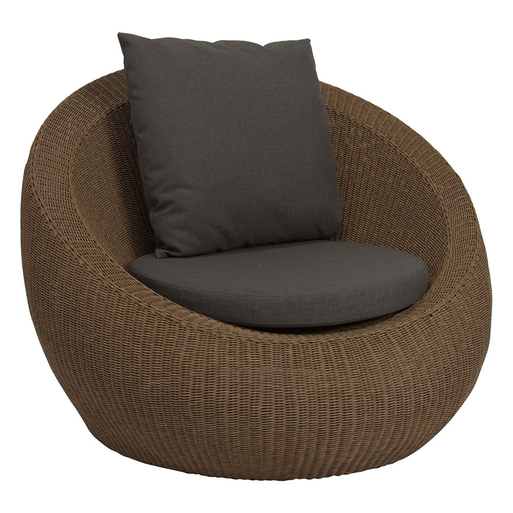 Stern ANNY Lounge Sessel Geflecht zimt mit Sitz- und Rückenkissen rehbraun 100% Polyacryl mit Reißverschluss