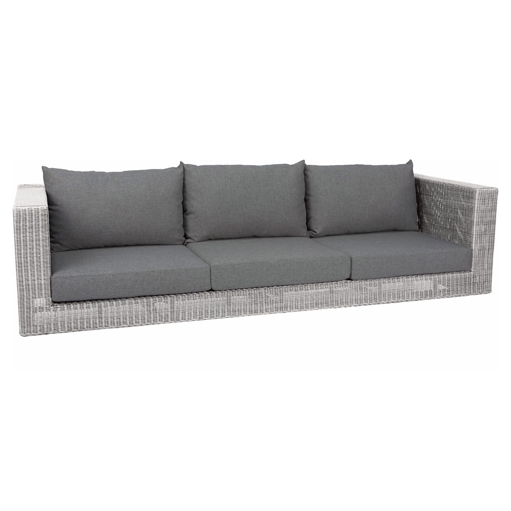 Stern Fontana Korpus 3-Sitzer Sofa Geflecht Vintage weiß inkl. Sitz- und Rückenkissen seidengrau 100% Polyacryl mit Reißverschluss