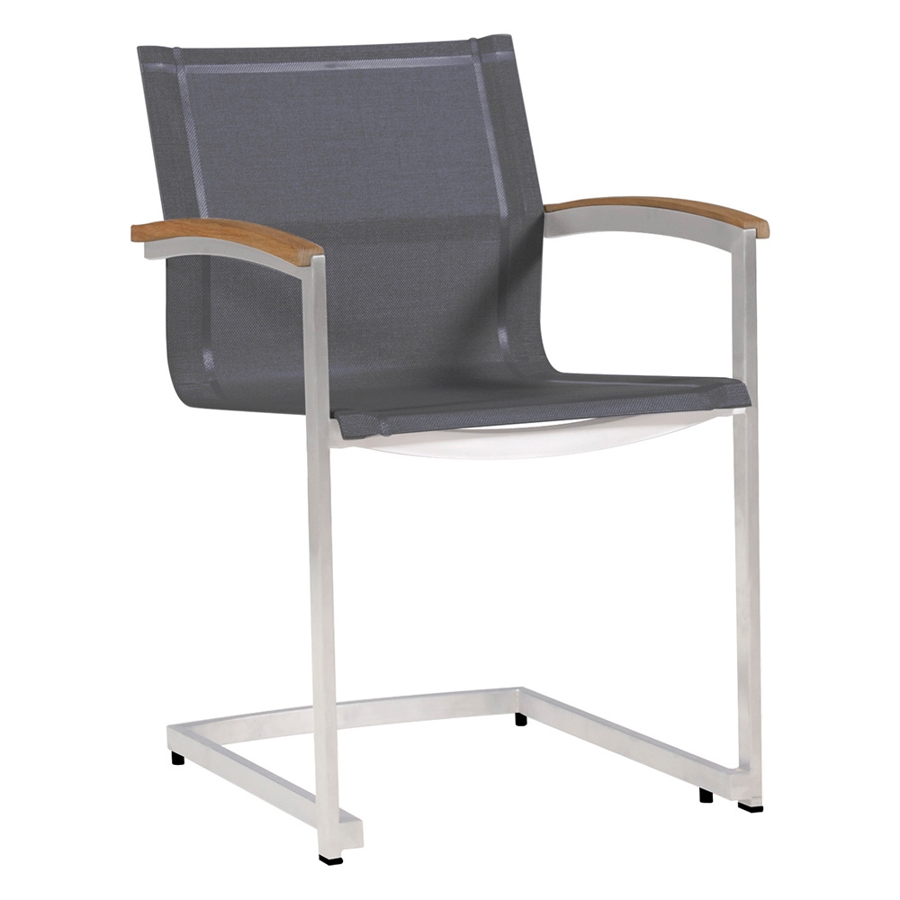 Zebra SETAX SWING Sessel aus Edelstahl, recyceltes Teak, midnight grey