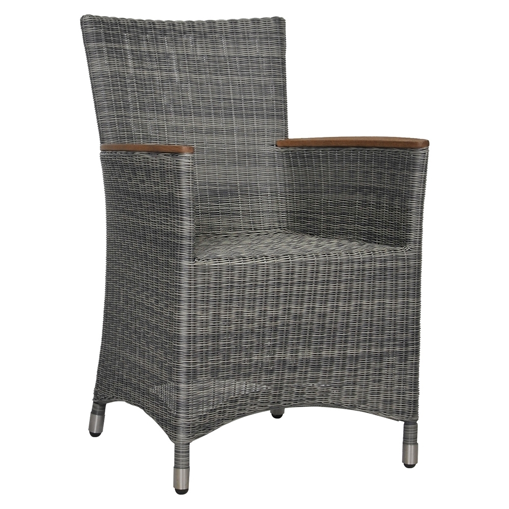 Zebra Sessel STATUS grey black Kunststoffgeflecht mit Alu-Rahmen und Teakarmlehne