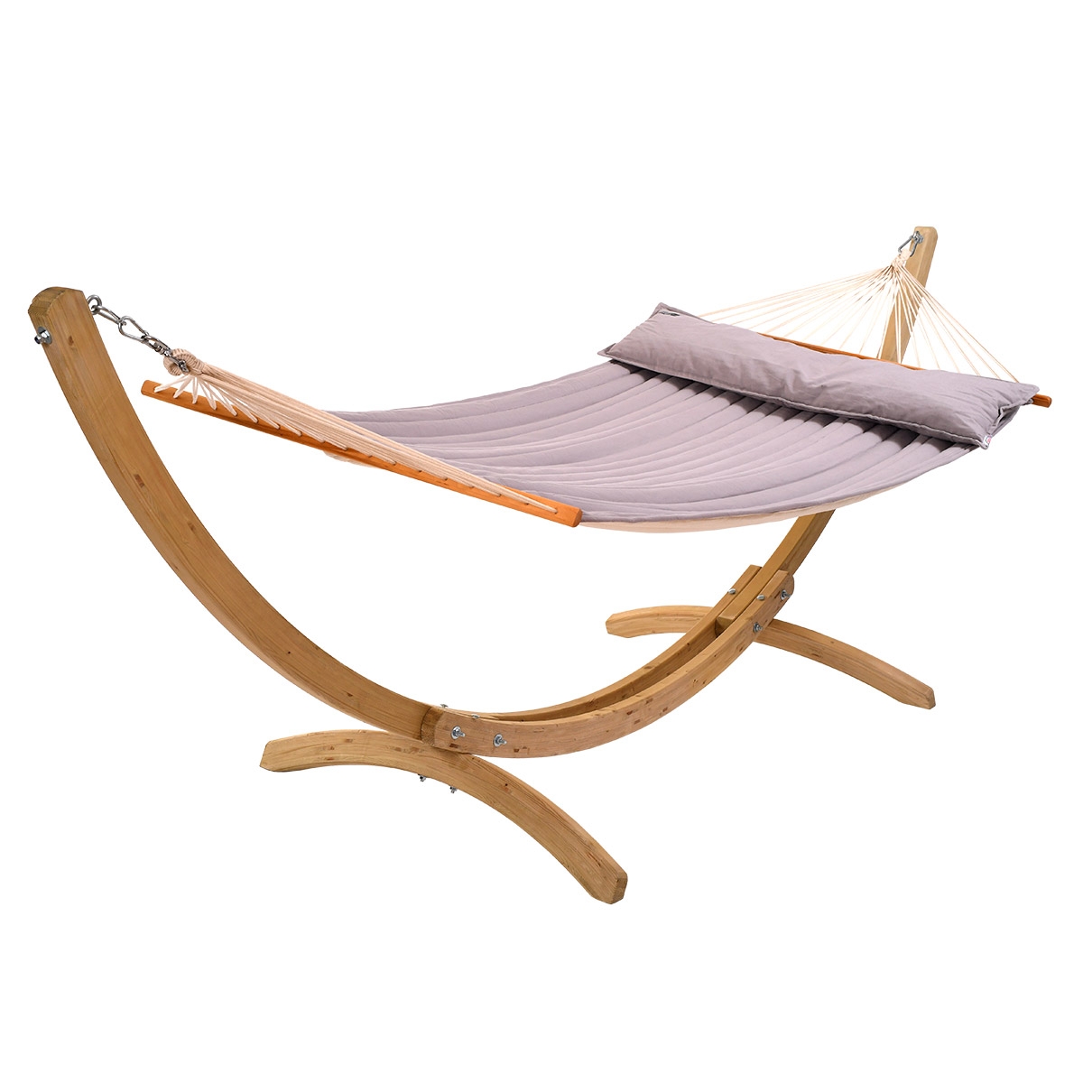 Hängematten Set Rio Grande Holzgestell mit American Hammock Lifestyle SILVER GREY mit Kissen und wetterfest