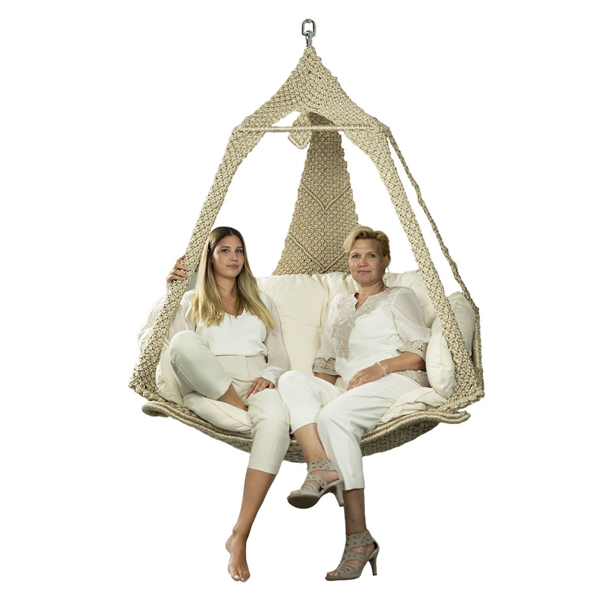 Lola Hängesofa Nido Royal Lola champagne mit Kissen ecru wetterfest