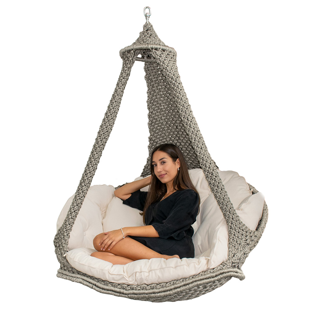 Hängesofa Lola Nido XL Platin outdoor mit Kissen Ecru