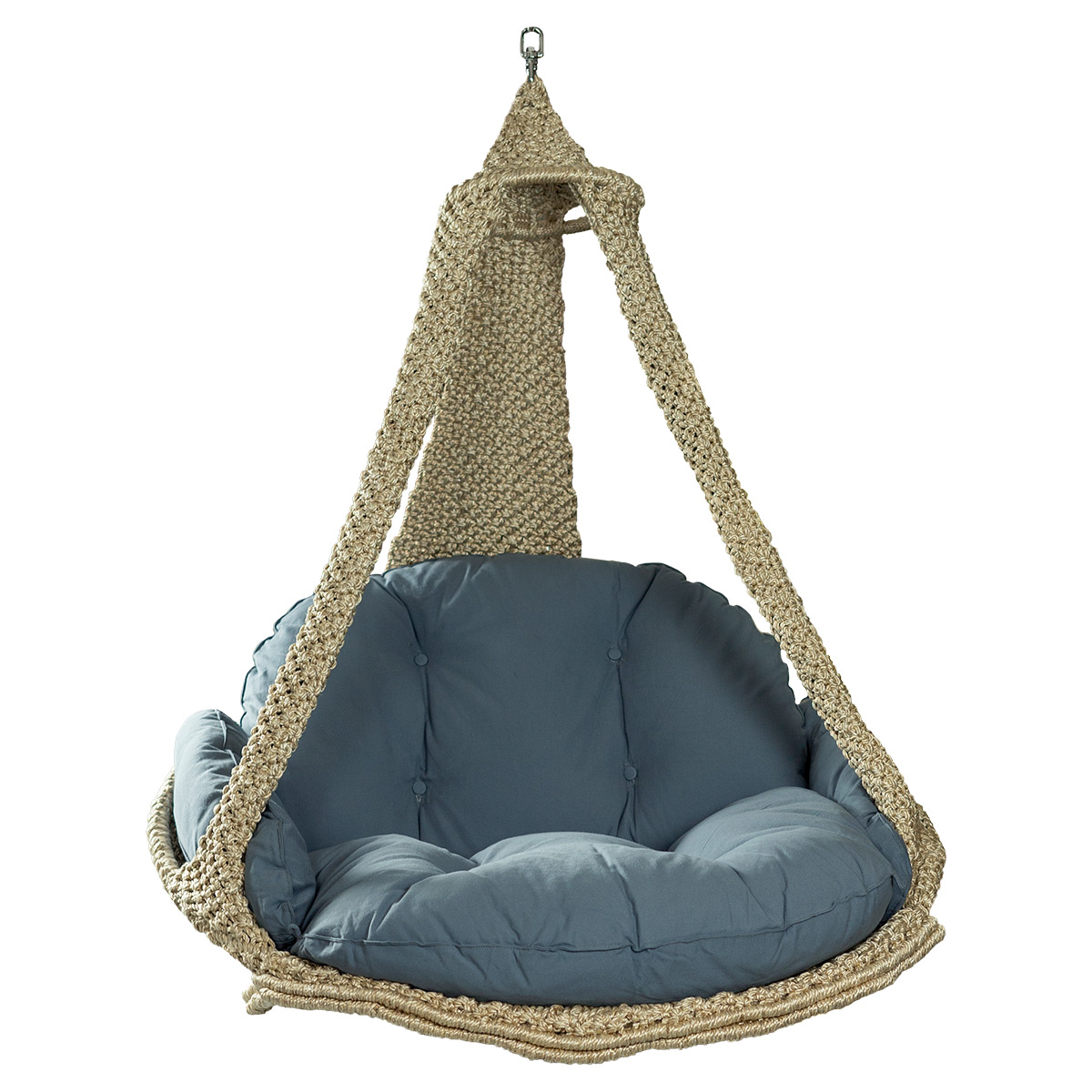 Lola Hängesofa Nido XL champagne wetterfest mit Kissen anthracite
