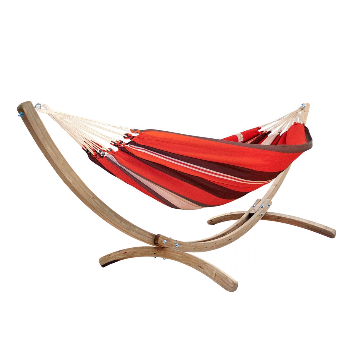 Lola Hängematten-Set Rio Grande Holzgestell mit Tuchhängematte Aruba elegance red-black-white