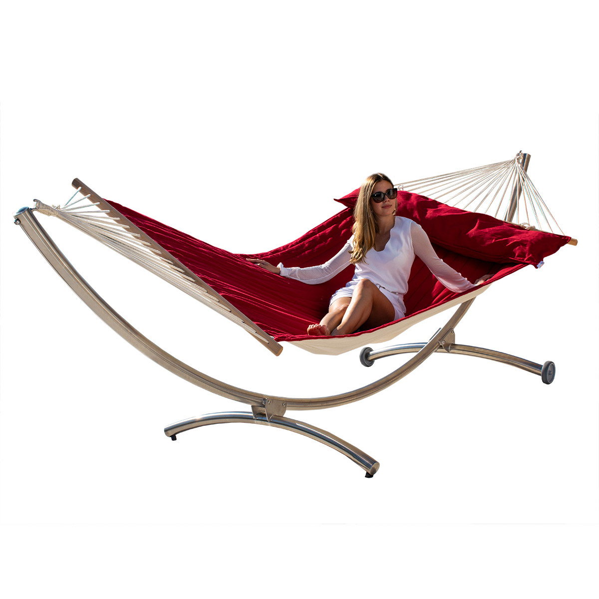 Hängemattenset Lola ROYAL DELUXE mit Luxus Stabhängematte American FUEGO RED