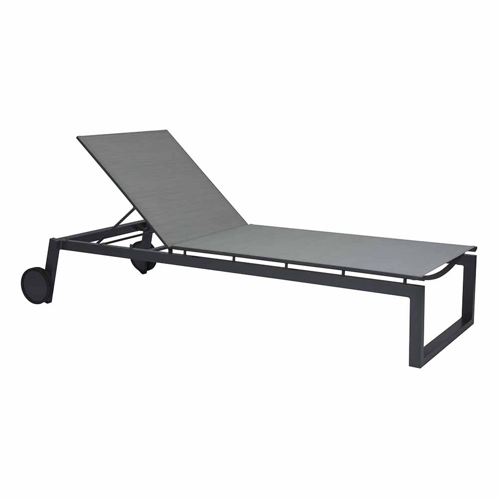 Stern Rollenliege Robin Aluminium anthrazit mit Bezug Textilen silber stapelbar