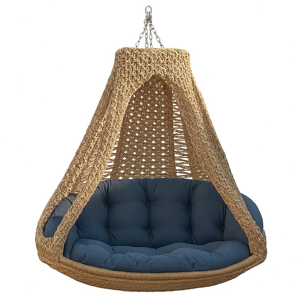 Lola Hängesofa Nido Royal wetterfest natur mit Kissen anthracite Modell 2 - Kollektion 2019