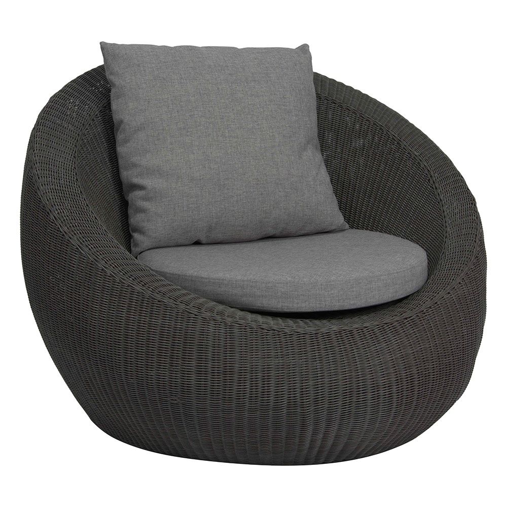 Stern Loungesessel Anny Geflecht basaltgrau mit Kissen 100% Polyacryl Dessin seidengrau