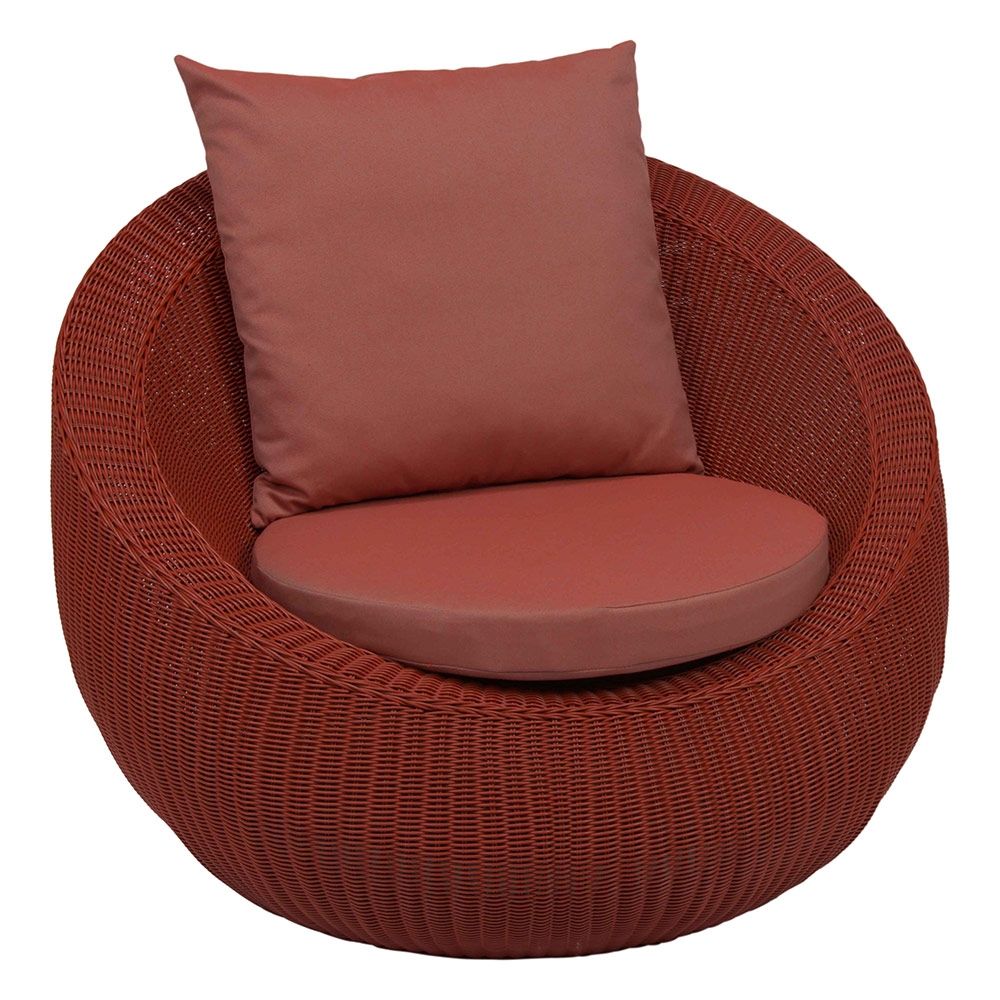 Stern Loungesessel Anny Geflecht rot mit Kissen 100% Polyacryl Dessin cherry