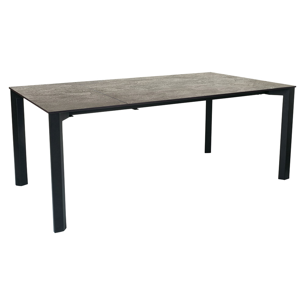 Stern Ausziehtisch 160/210x100 cm Penta Aluminium schwarz matt Tischplatte Silverstar Slate stone mit Nivelliersystem