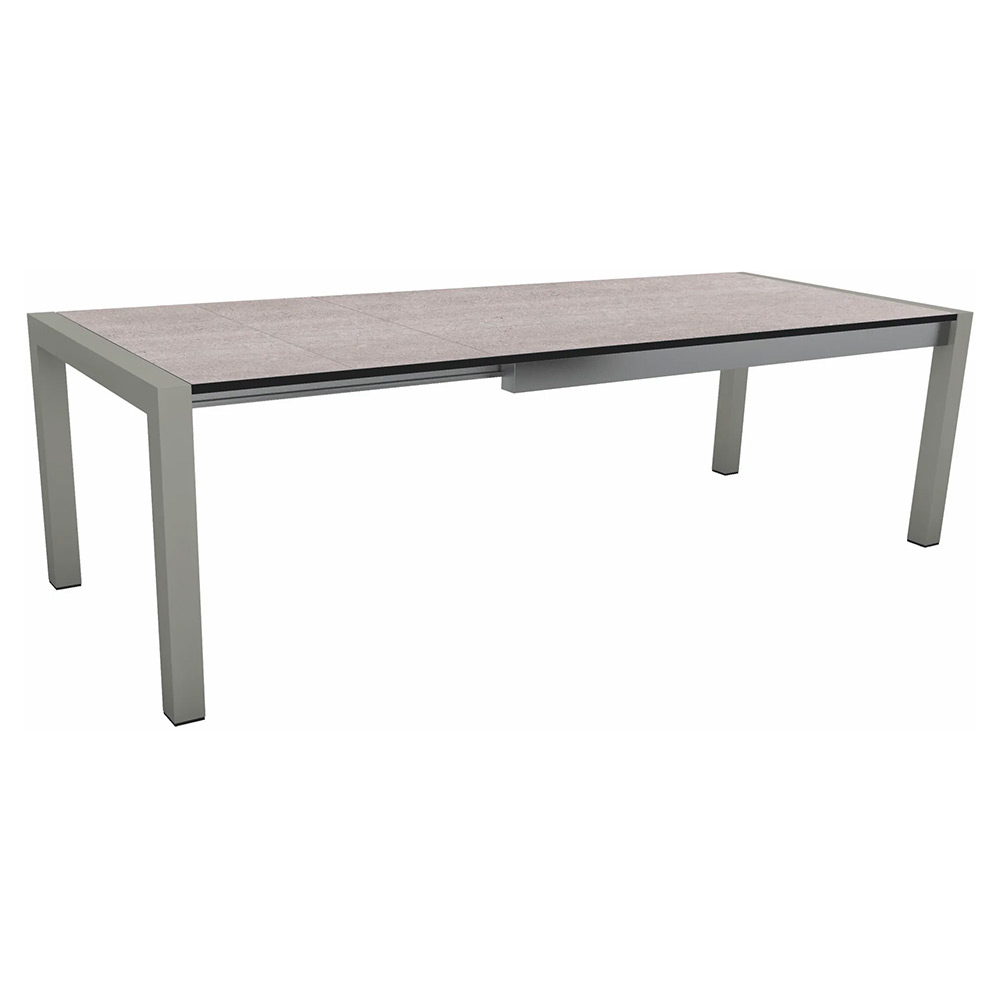 Stern Ausziehtisch 174/254x90 cm Aluminium graphit Tischplatte Silverstar Stone light