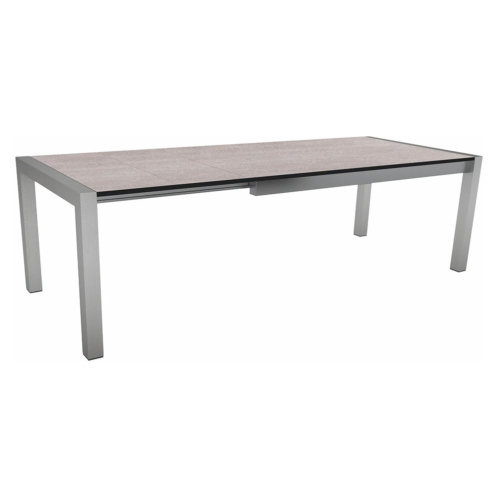 Stern Ausziehtisch 174/254x90 cm Edelstahl Tischplatte Silverstar Stone light