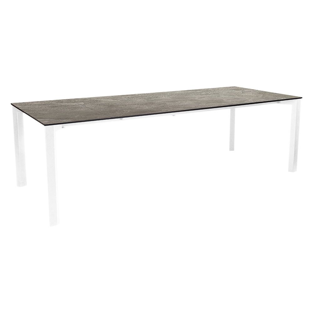 Stern Ausziehtisch 200/250x100 cm Penta Aluminium weiß Tischplatte Silverstar Slate stone mit Nivelliersystem