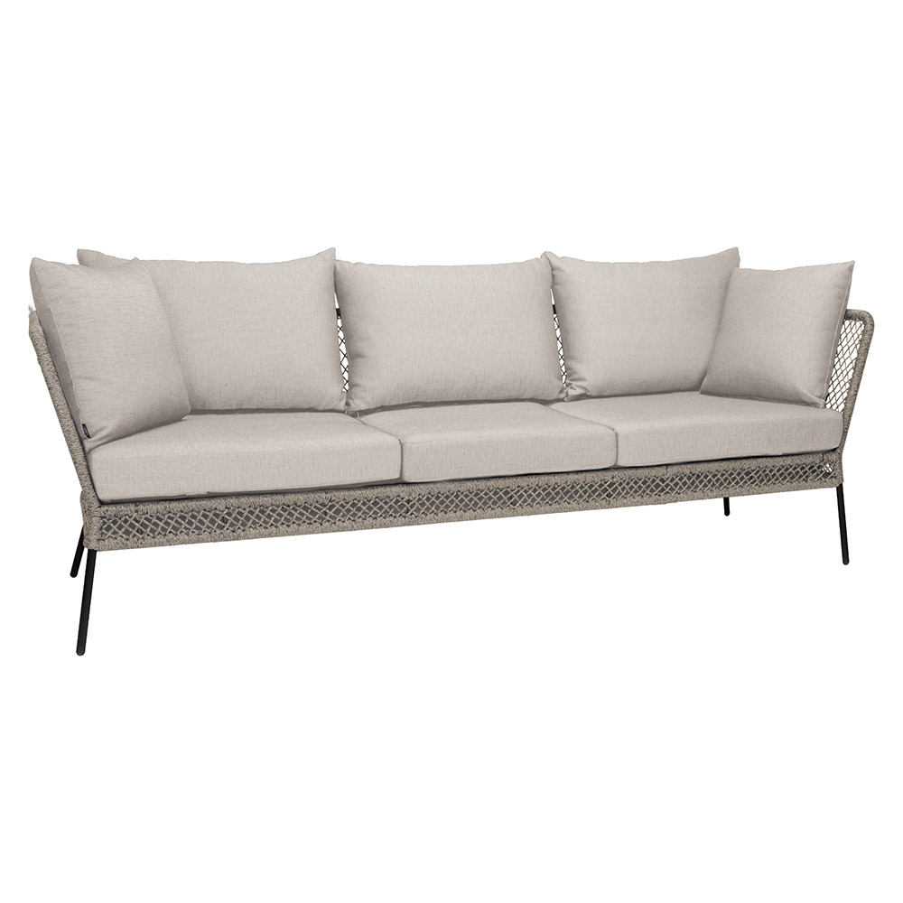 Stern Bank/Liege Odea Aluminium schwarz matt Kordel salt Kissen Outdoorstoff cream