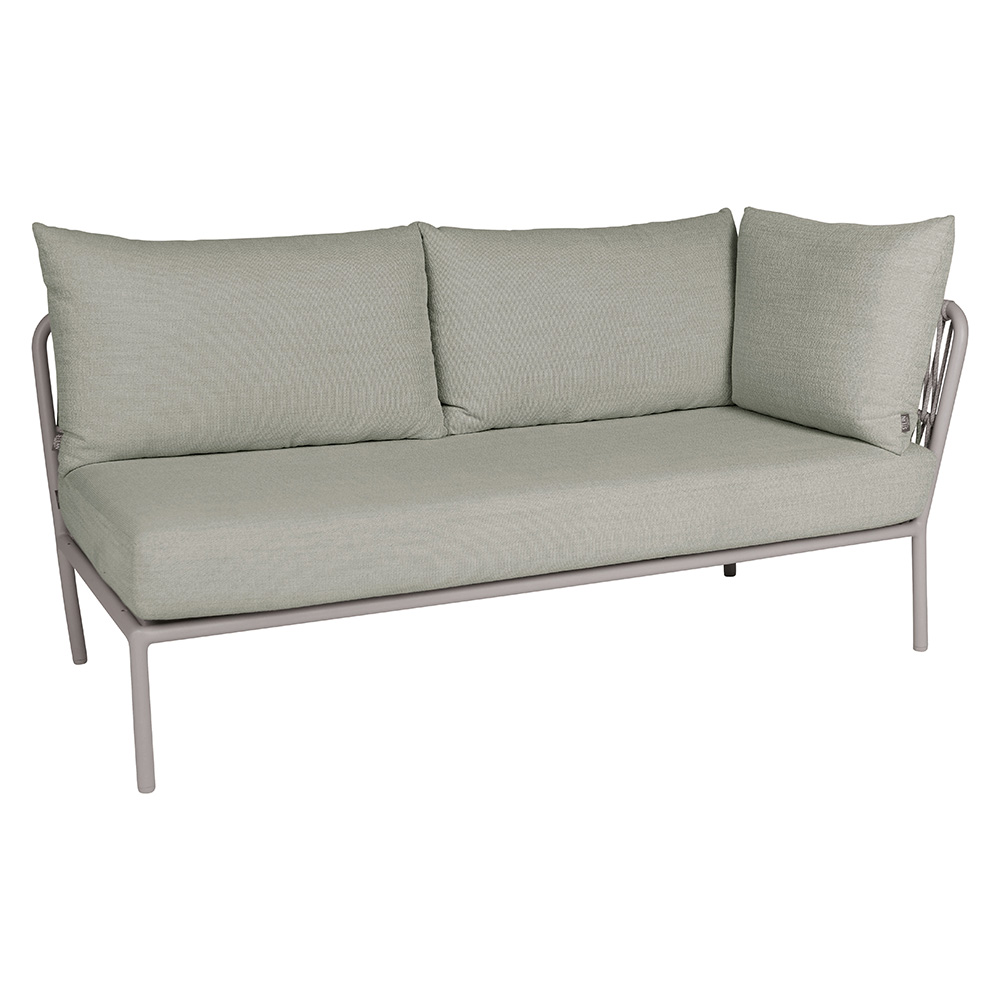 Stern Element Romy Lounge 2-Sitzer Armlehne links Aluminium greige Kissen 100% Polyacryl Salbei