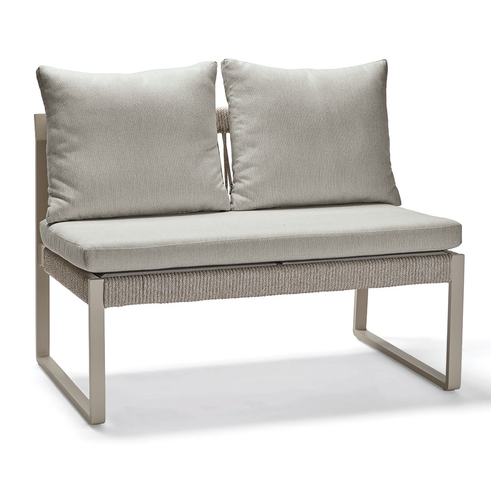 Stern Bank Tammo 2-Sitzer Aluminium greige Kordel greige Kissenset 100% Polyacryl Macchiato