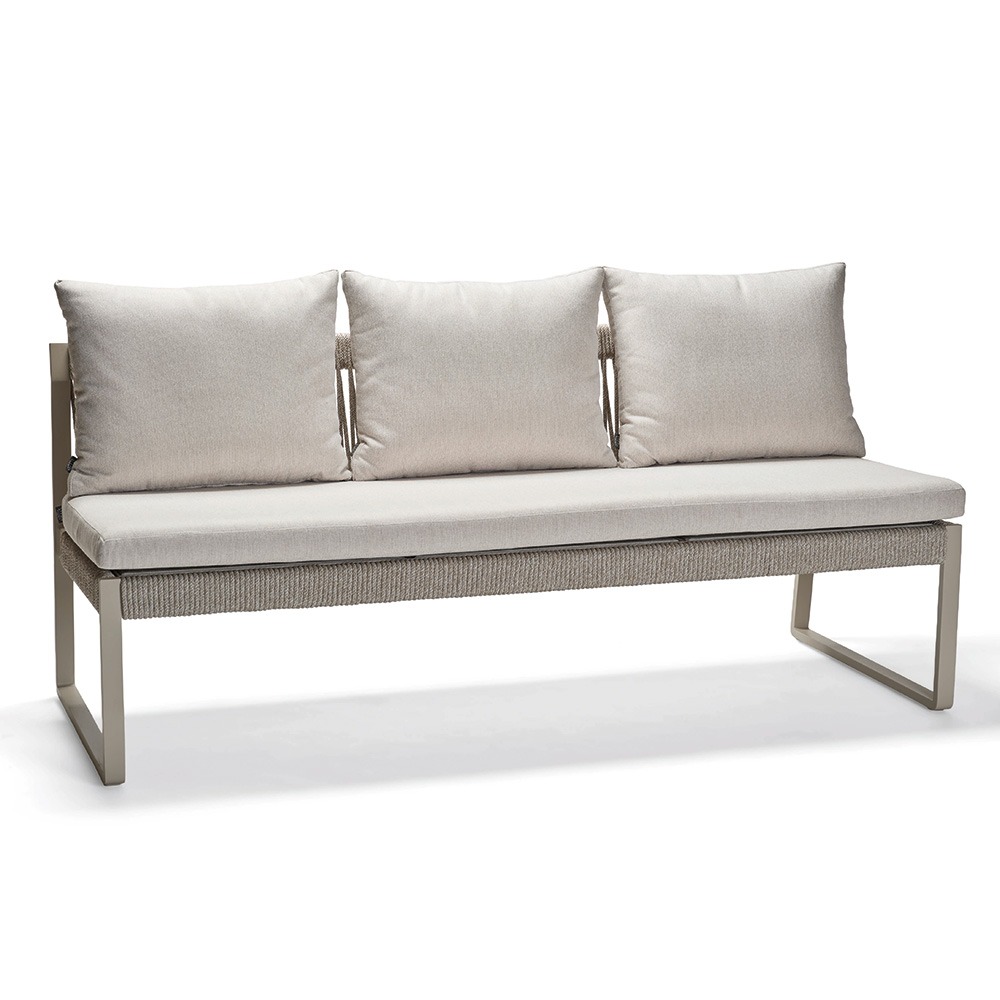 Stern Bank Tammo 3-Sitzer Aluminium greige Kordel greige Kissenset 100% Polyacryl Ivory